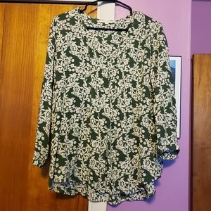 Green floral blouse